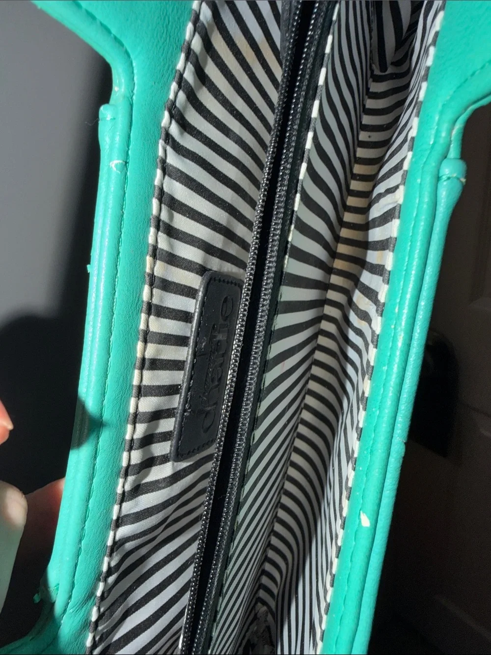 Charming Charlie Teal Cutout Handle Clutch